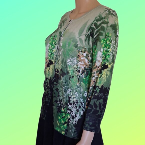 JOSEPH A. Blossoming Floral Print 3/4 Sleeve Cardigan Size M - Picture 3 of 7